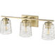 Saben 3 Light 23 inch Vintage Brass Vanity Light Wall Light